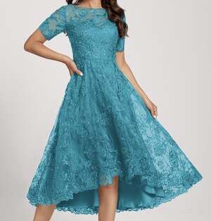 A-line Scoop Asymmetrical Sequin Lace Cocktail Dress With Sequins #285512 Size 4